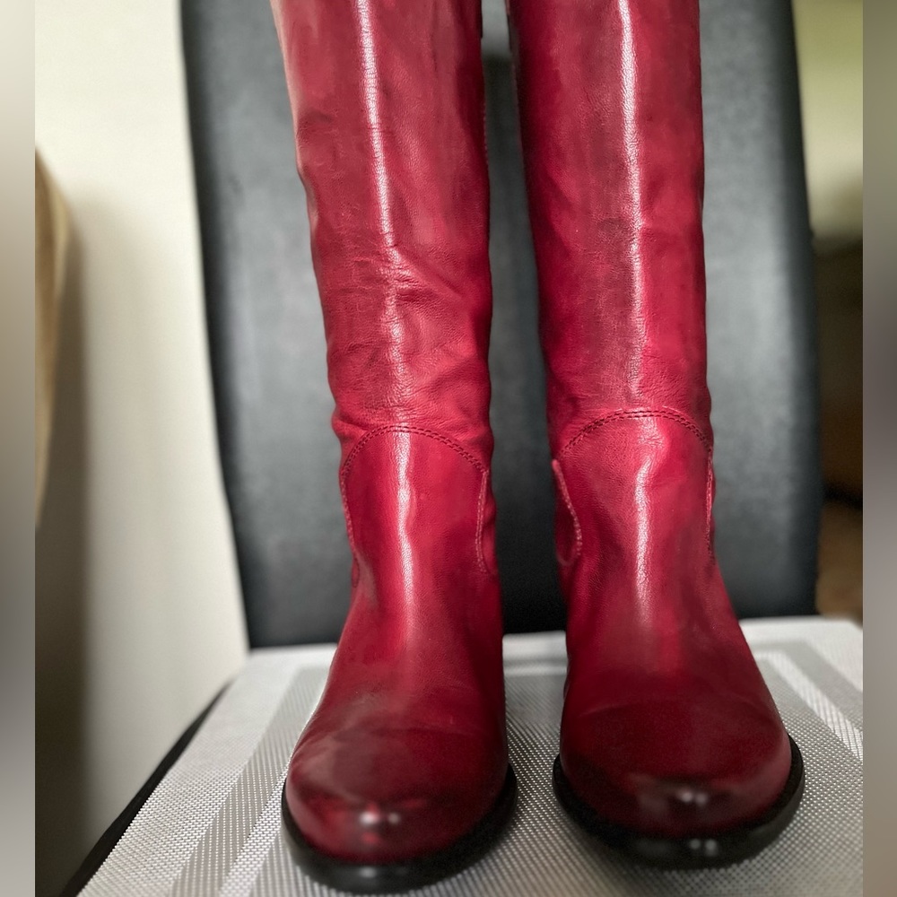 FRANCO SARTO WALINDA NWOT AUTHENTIC OXBLOOD RED SOFT LEATHER WESTERN BOOTS - Picture 2 of 16